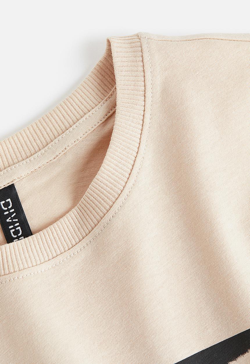 H&M - Printed cropped top - light beige surfer