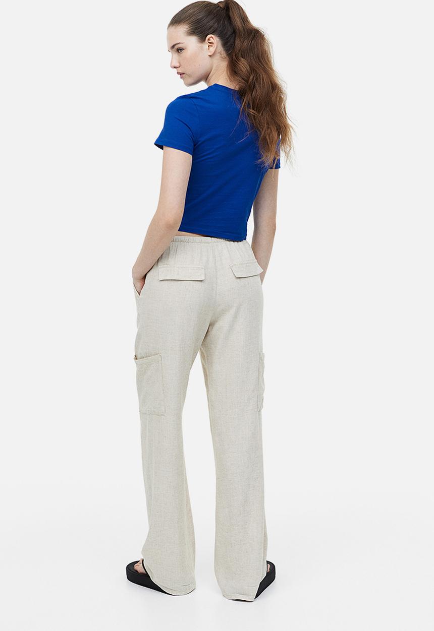 H&M - Printed cropped top - bright blue ocean deep 