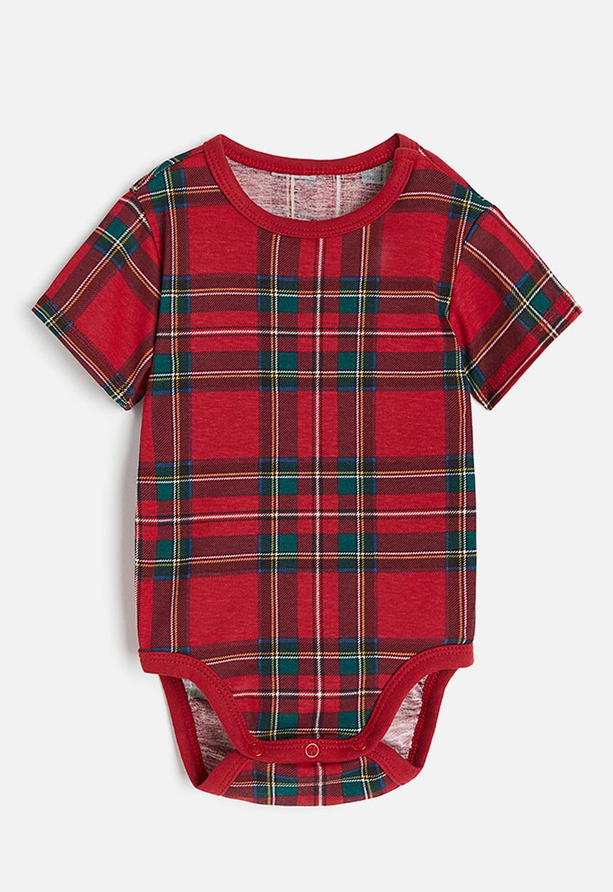 H&M - Short-sleeved bodysuit - red checked