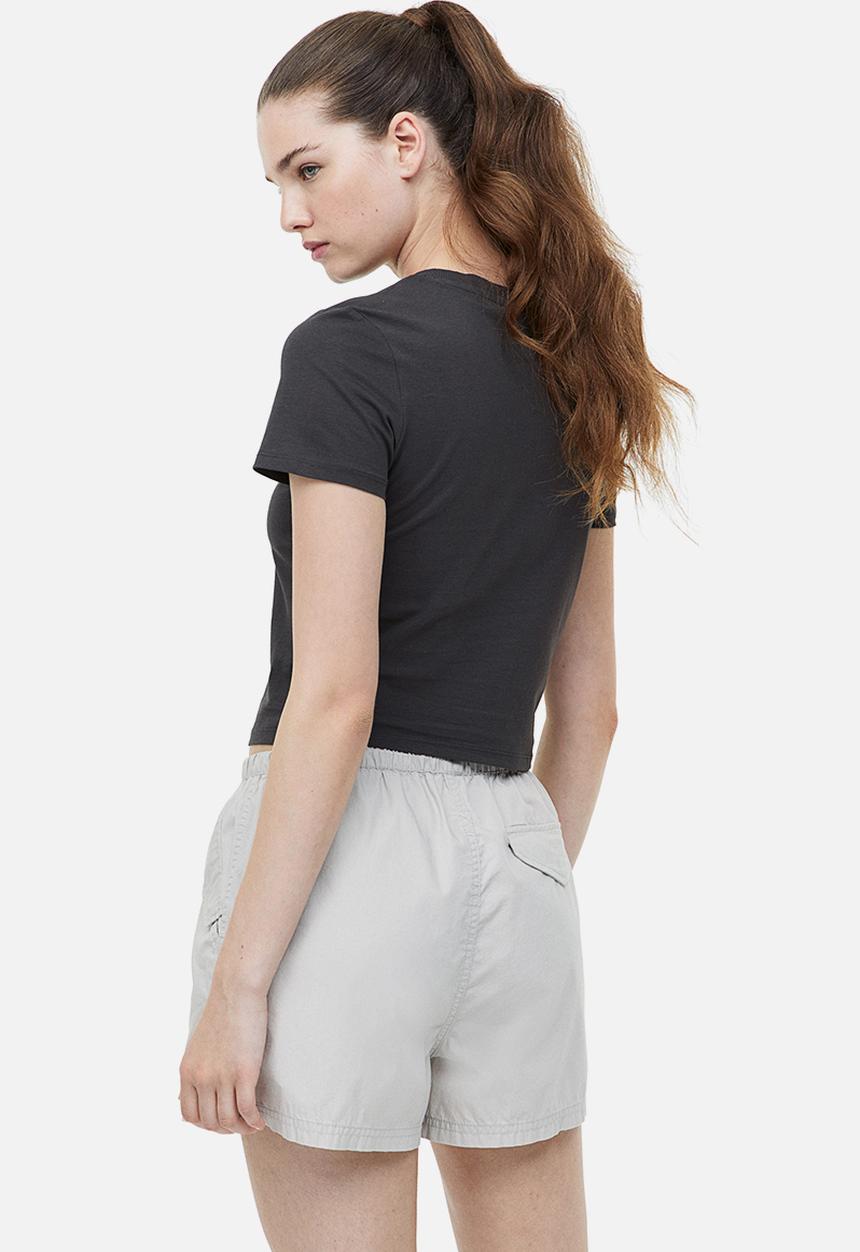H&M - Printed cropped top - black snake 