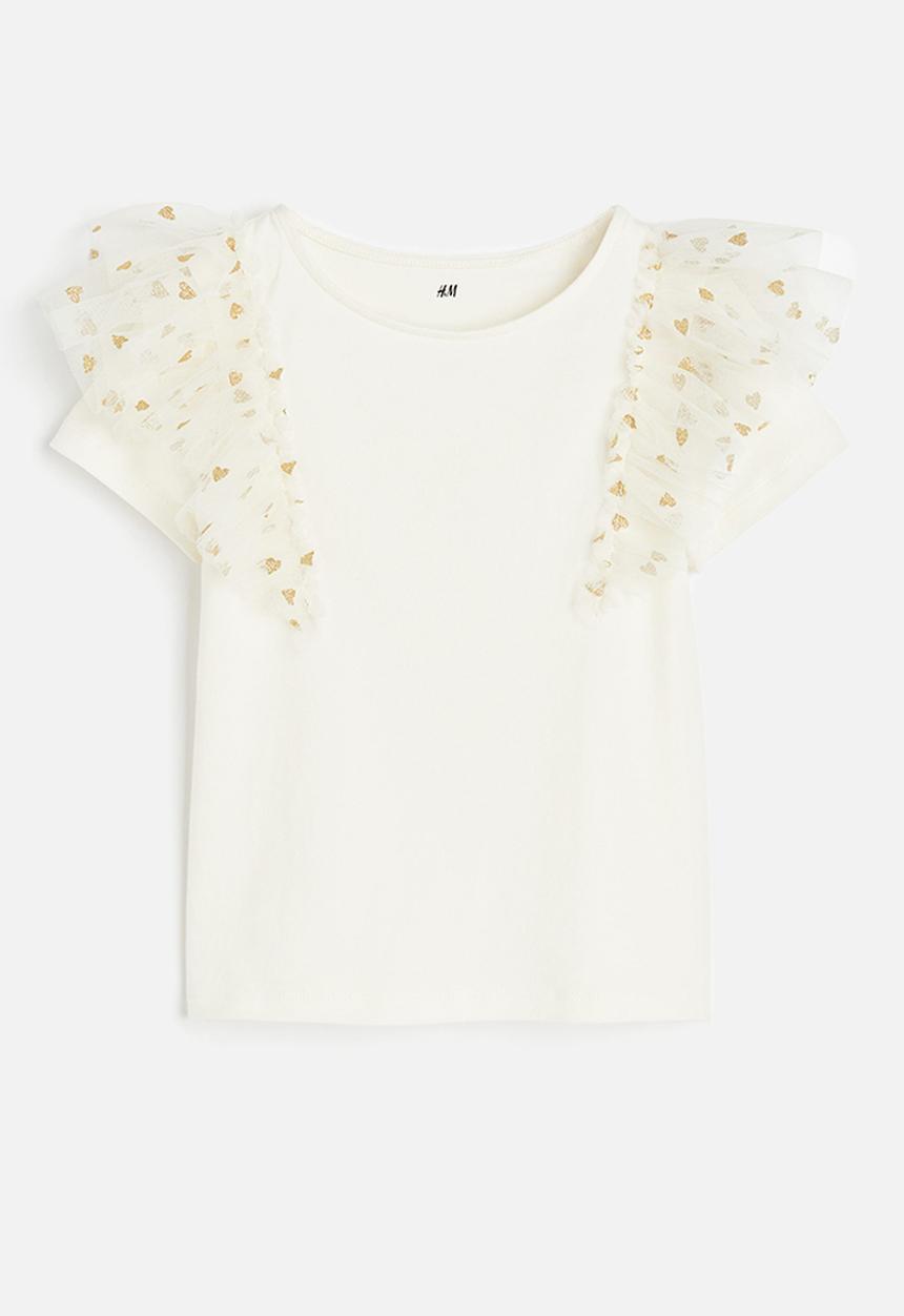 H&M - Flounce-trimmed top - cream