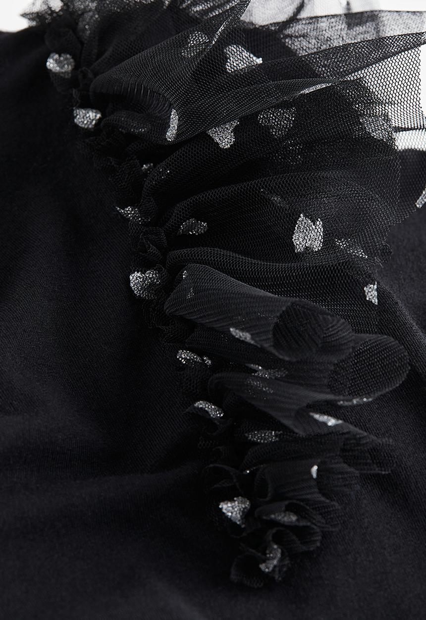 H&M - Flounce-trimmed top - black