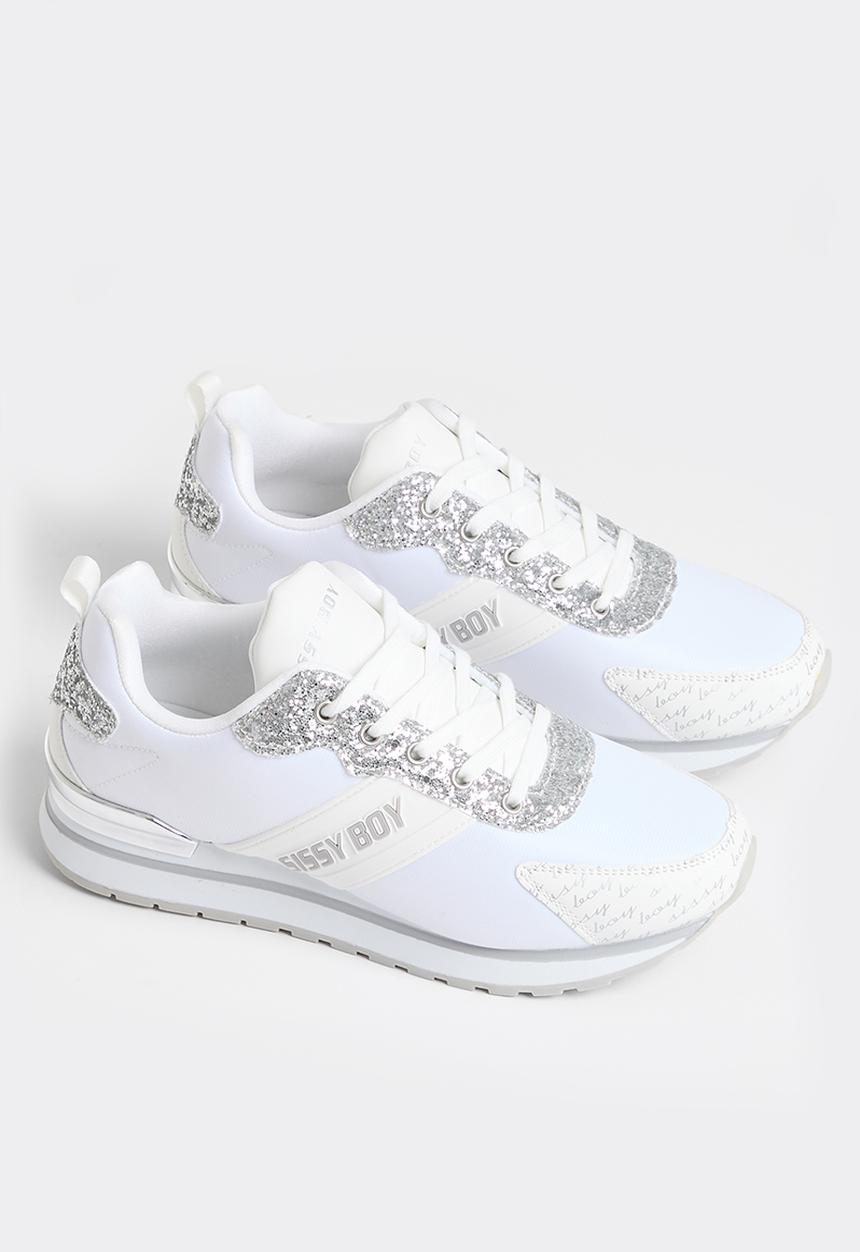 SISSY BOY - Glitter printed sneaker - silver & white