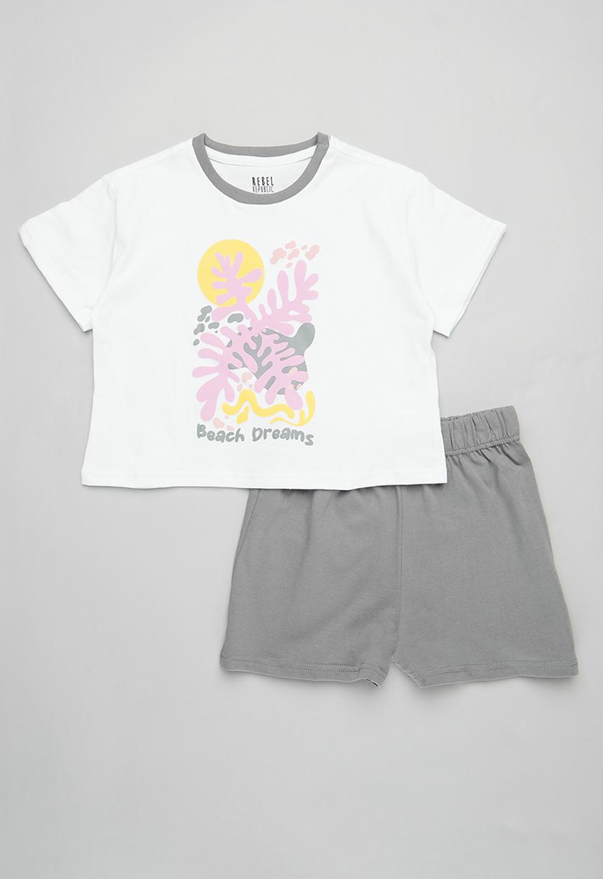 Rebel Republic - Pj set - white & grey