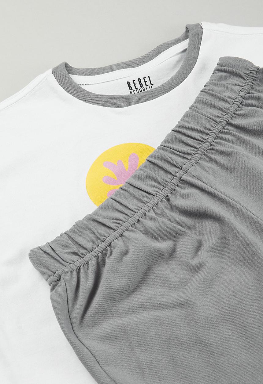 Rebel Republic - Pj set - white & grey