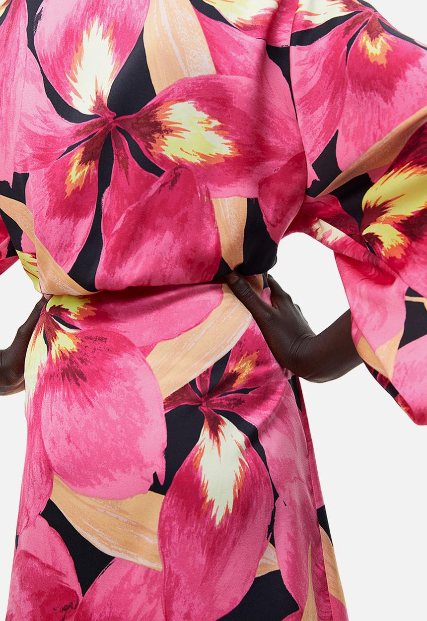 H&M - Satin wrap dress - cerise floral 