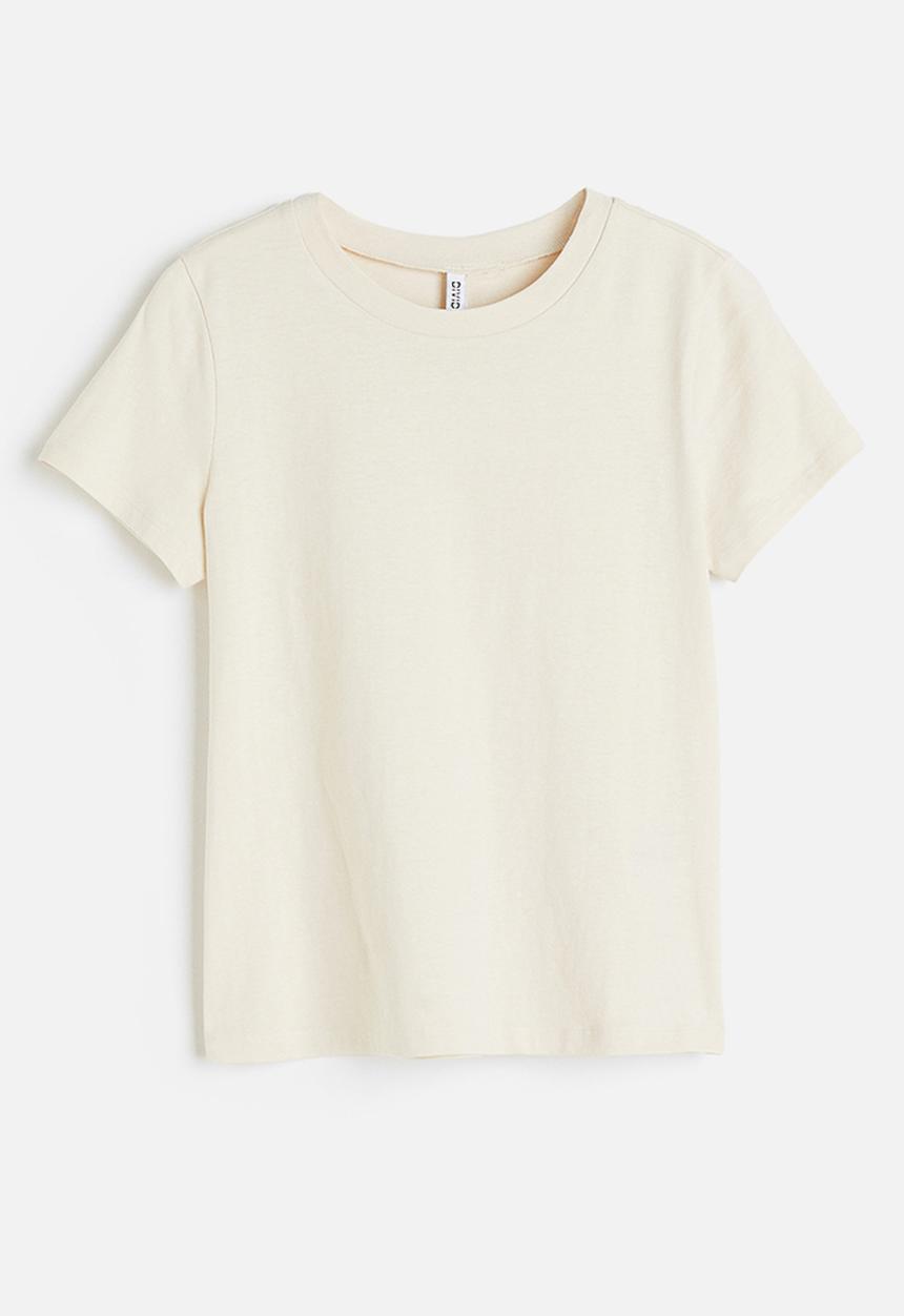 H&M - Fitted t-shirt - light beige