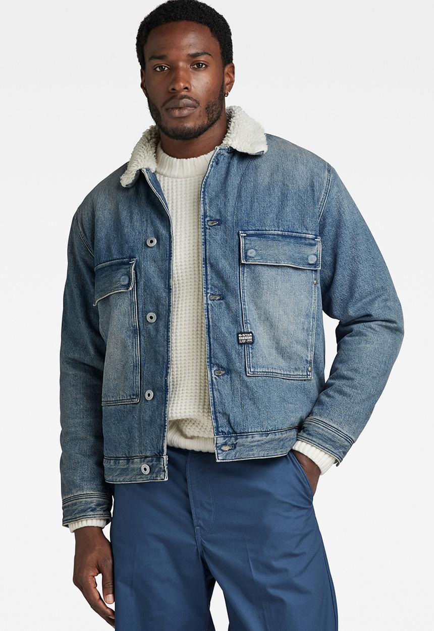 G-STAR - Utility Flap Pocket Sherpa Jacket Bright valiant denim r - antique faded blue agave