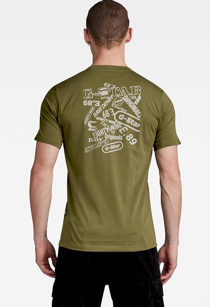 G-STAR - Back gr slim r t Compact jersey o - dark olive