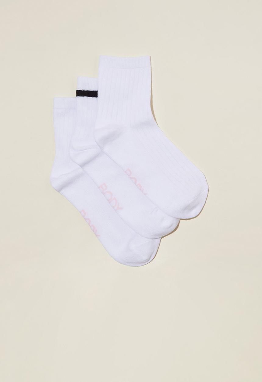 Cotton On - Body 3Pk Mid Crew Socks - White