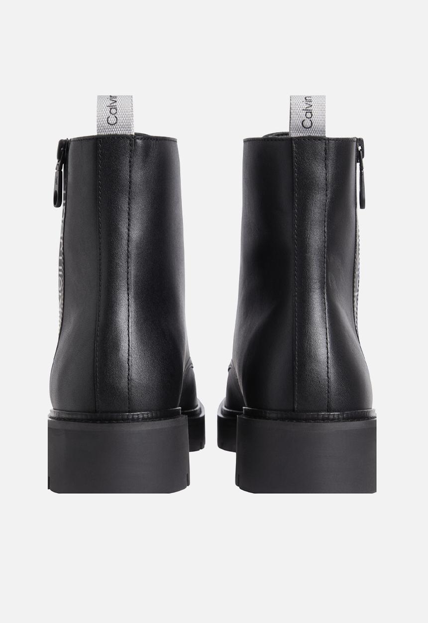 Calvin Klein - Combat mid laceup boot zip - black/reflective silver