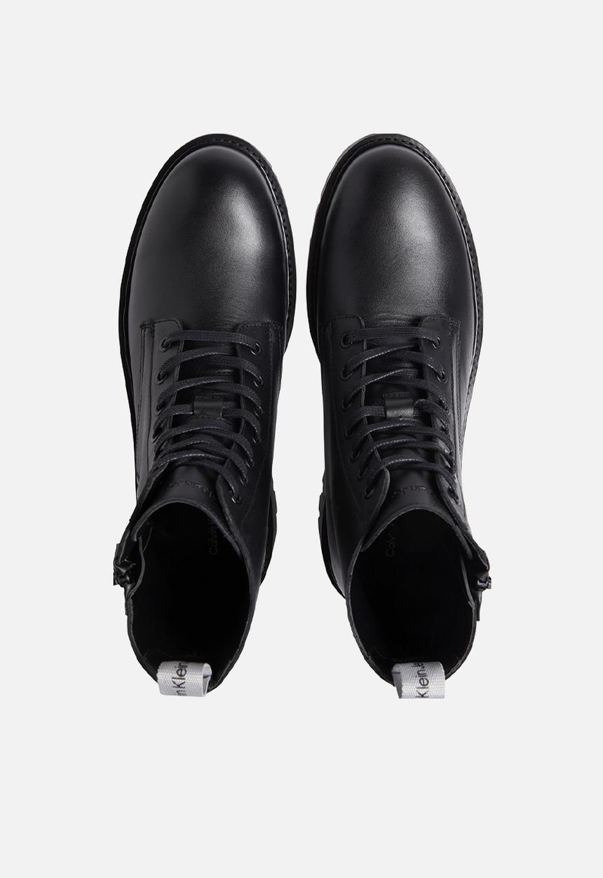 Calvin Klein - Combat mid laceup boot zip - black/reflective silver
