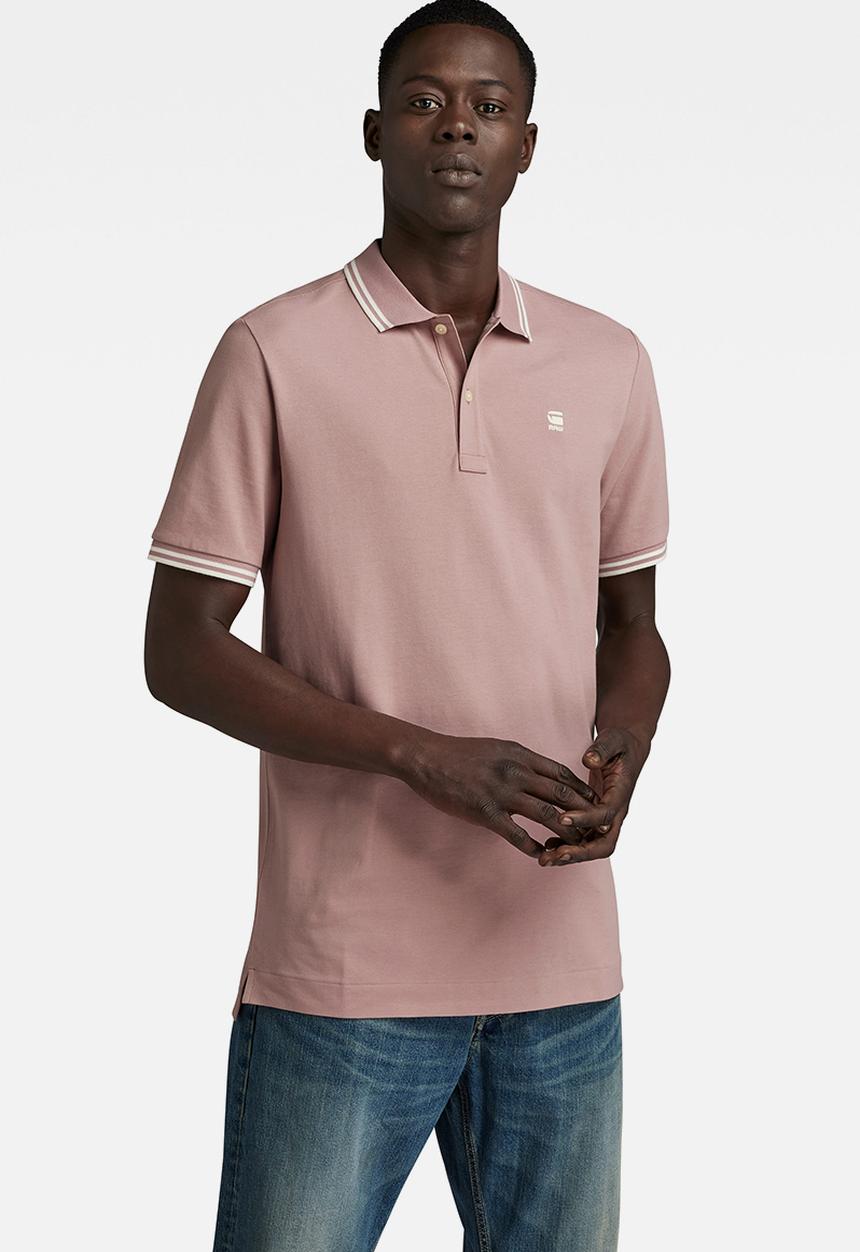 G-STAR - Dunda slim stripe polo s\s Premium stretch pk o - lt berry mist