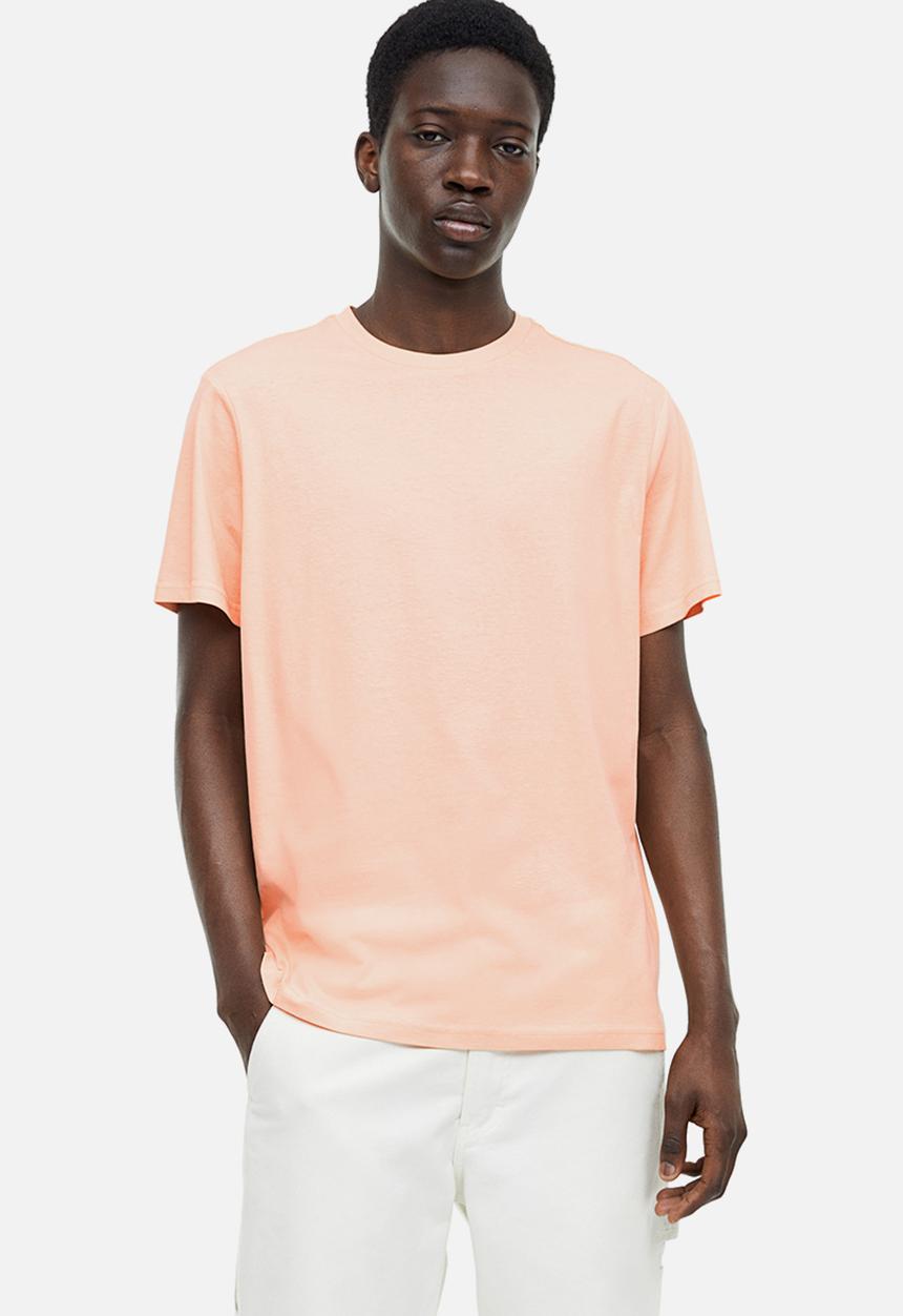 H&M - Regular fit round-neck T-shirt - peach pink