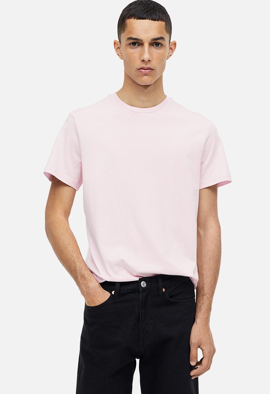 H&M - Regular fit round-neck T-shirt - light pink