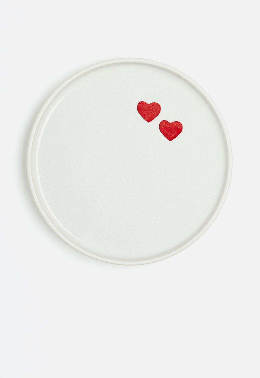 H&M - Small stoneware plate - white/heart