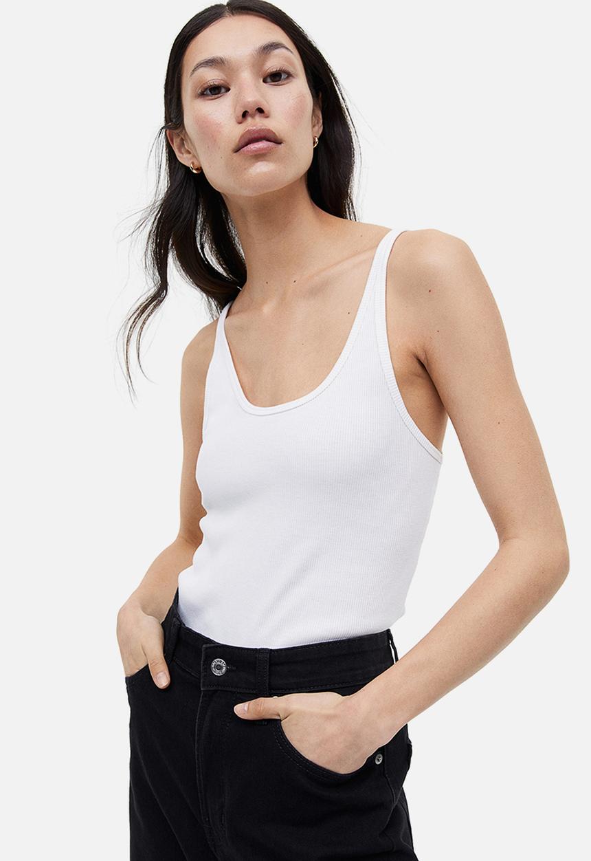 H&M - Ribbed vest top - white