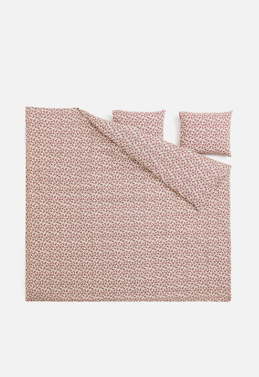 H&M - Cotton double/king duvet cover set - red/floral