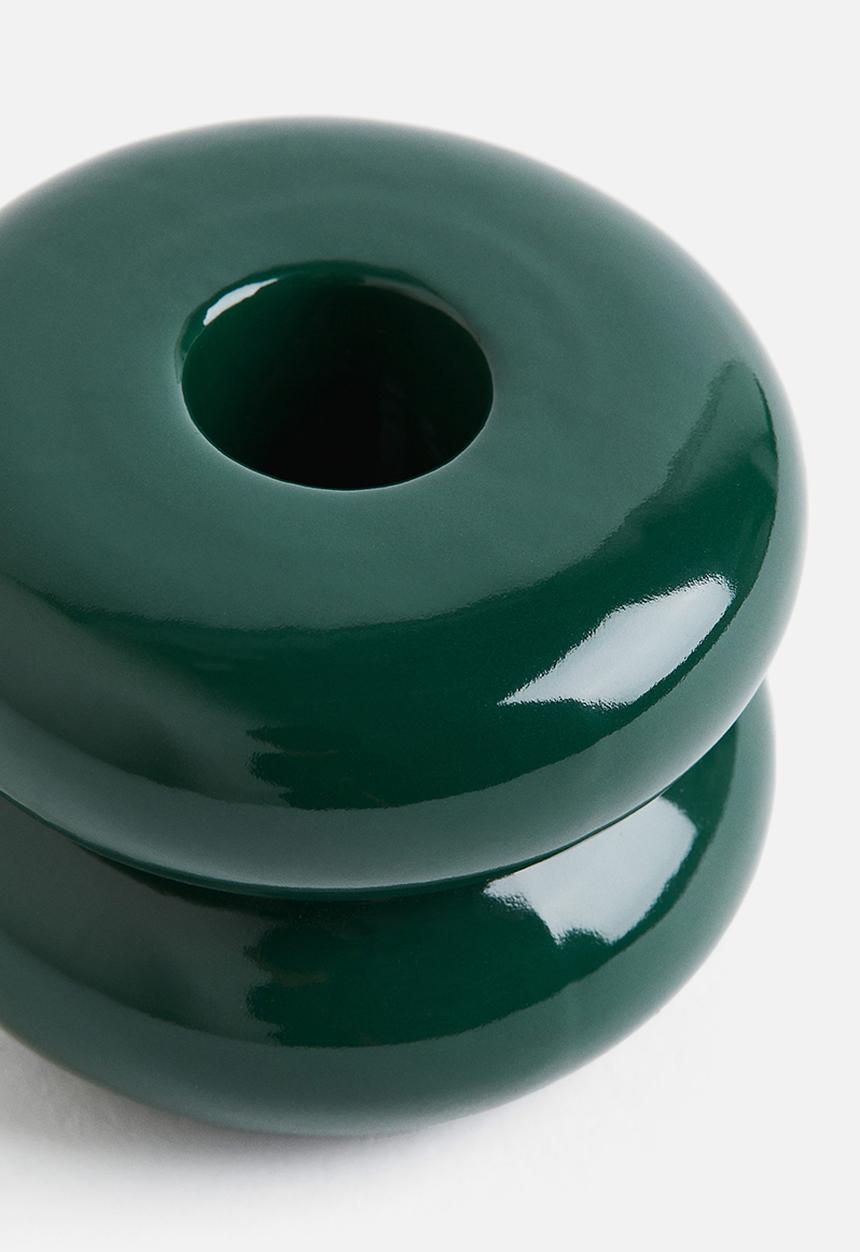 H&M - Stoneware candlestick - dark green