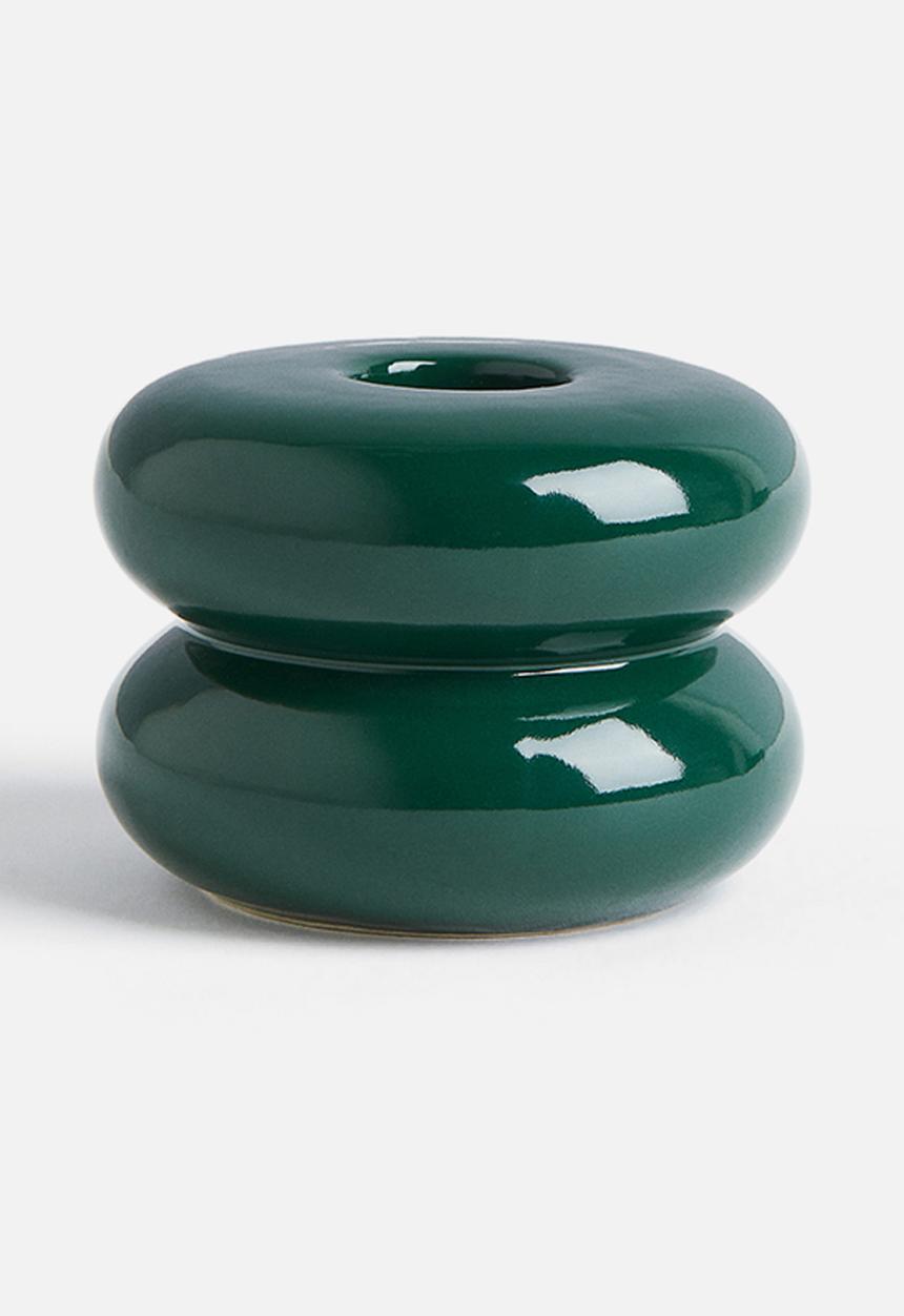 H&M - Stoneware candlestick - dark green