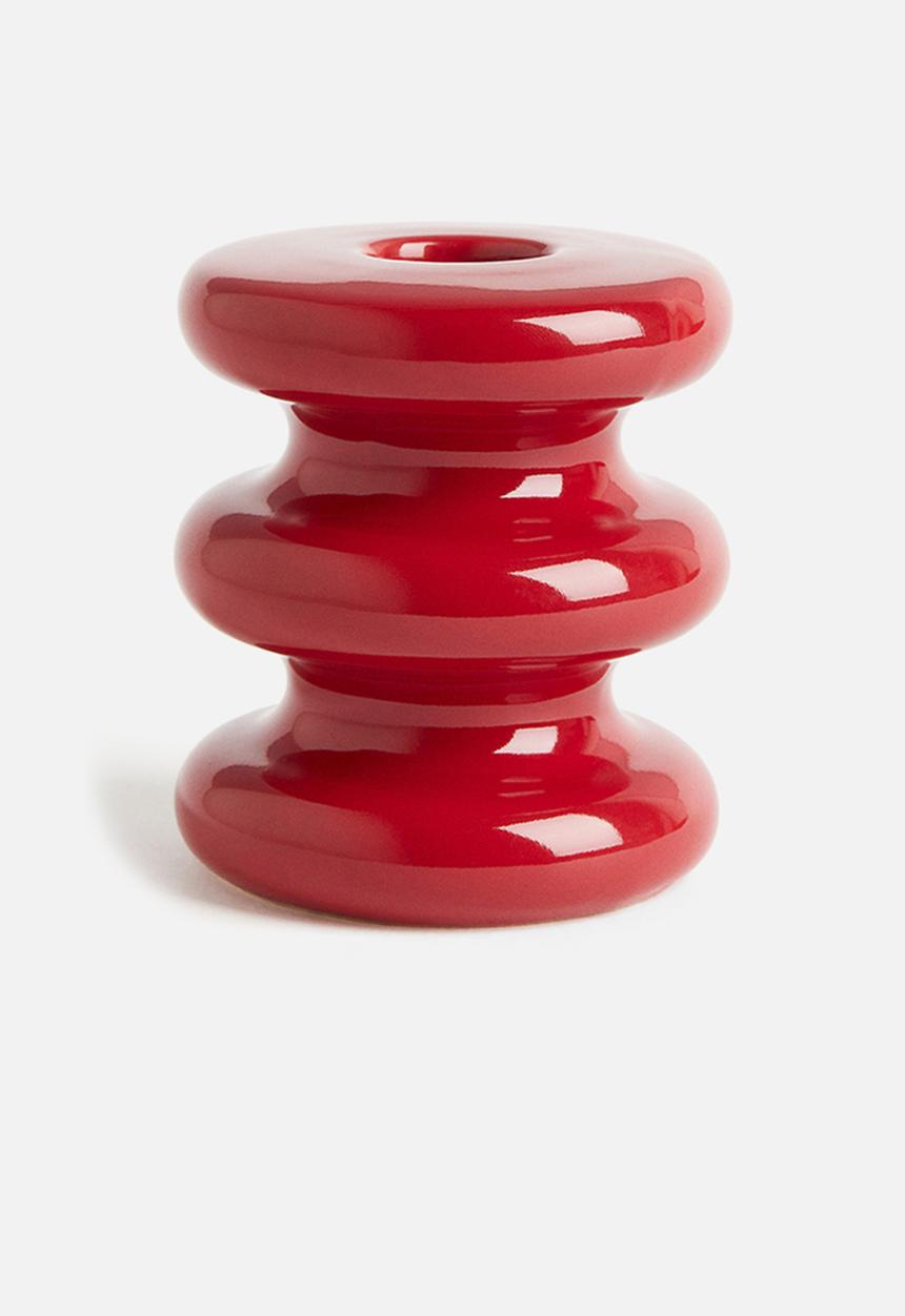 H&M - Stoneware candlestick - red