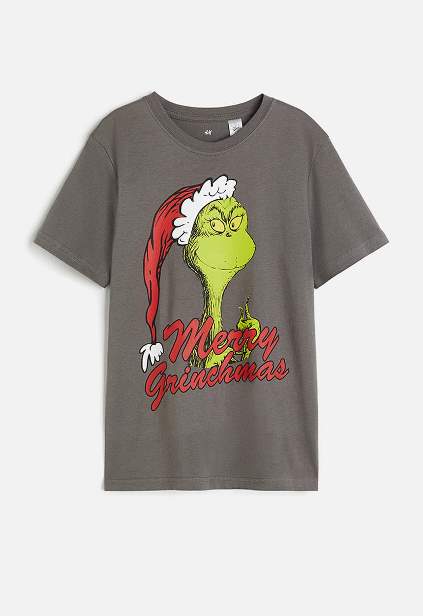 H&M - Printed T-shirt - dark grey the grinch 
