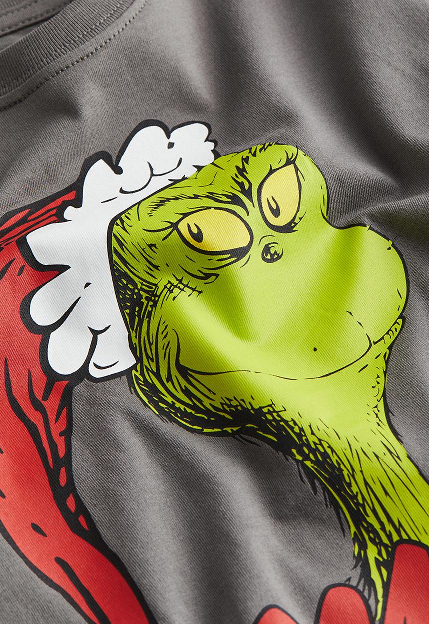 H&M - Printed T-shirt - dark grey the grinch 