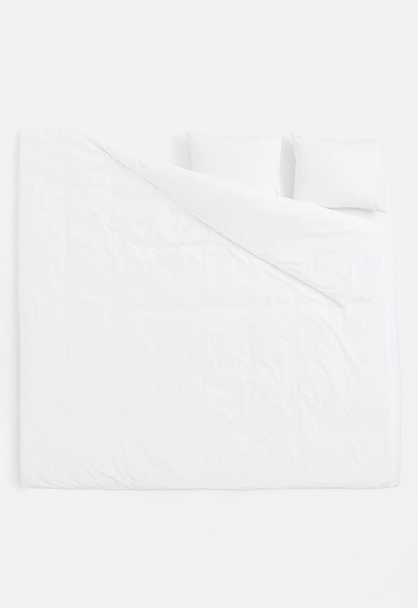 H&M - Cotton double/king duvet cover set - white