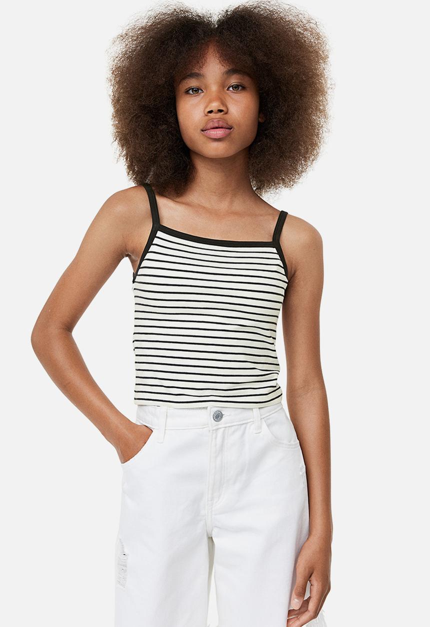 H&M - Strappy top - white striped