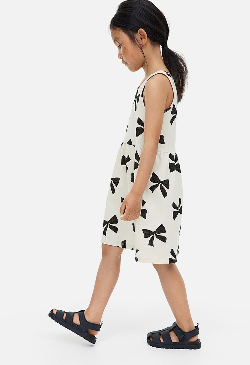 H&M - Patterned cotton dress - natural white bows