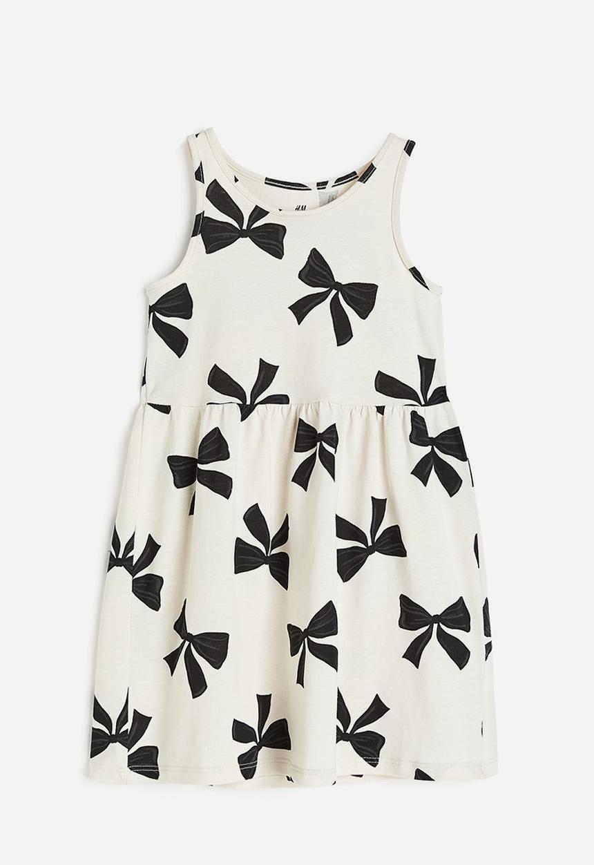 H&M - Patterned cotton dress - natural white bows