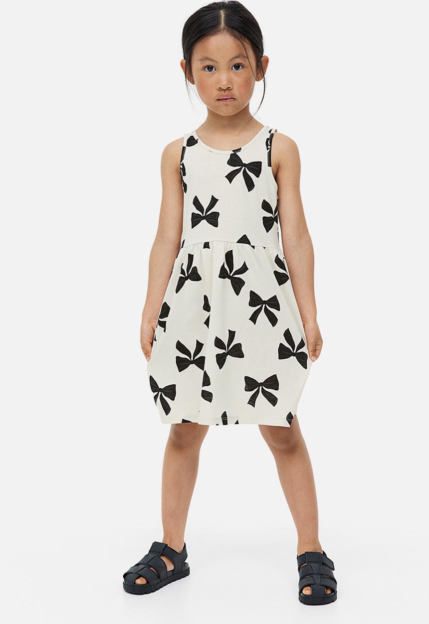 H&M - Patterned cotton dress - natural white bows