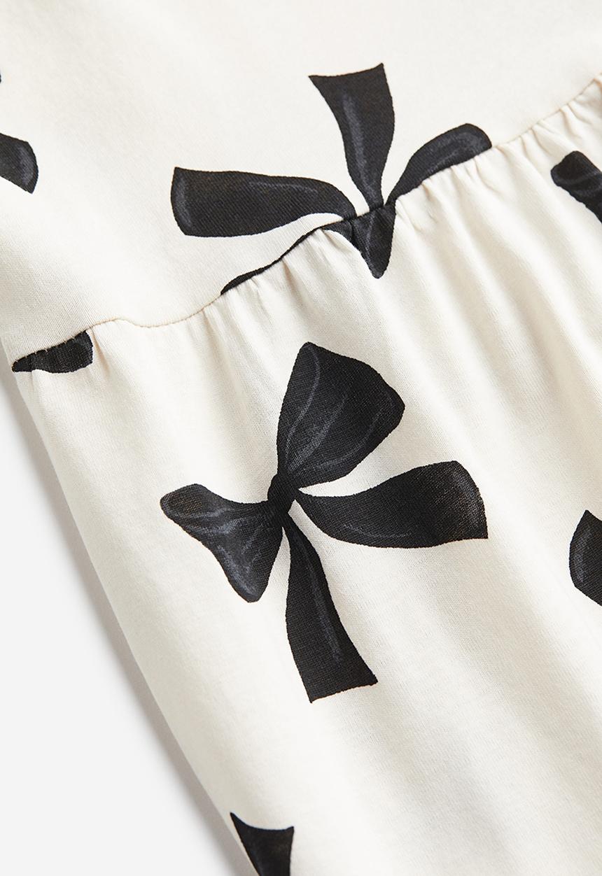 H&M - Patterned cotton dress - natural white bows