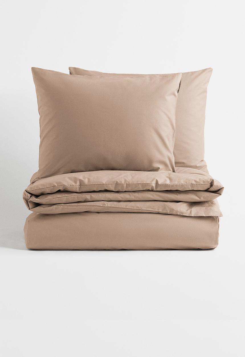 H&M - Cotton double/king duvet cover set - dark beige