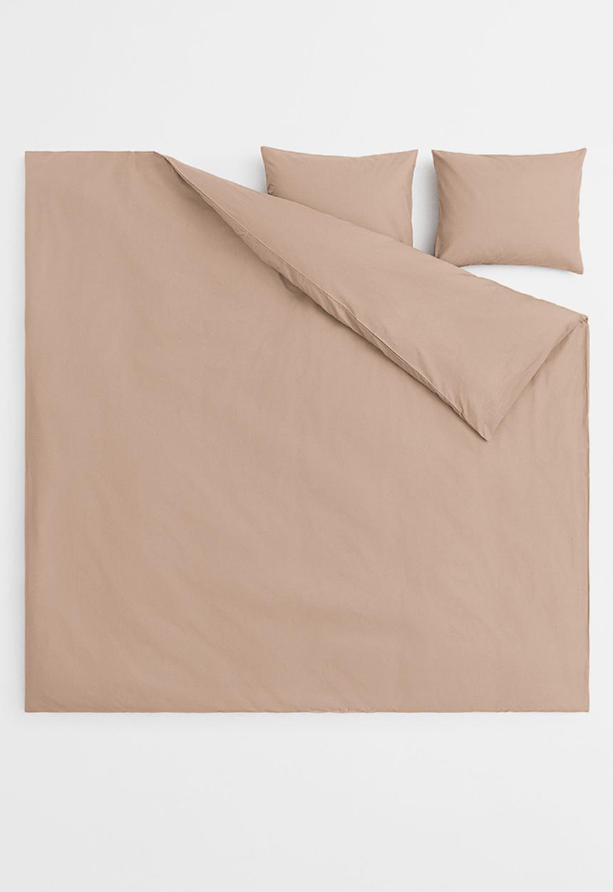 H&M - Cotton double/king duvet cover set - dark beige