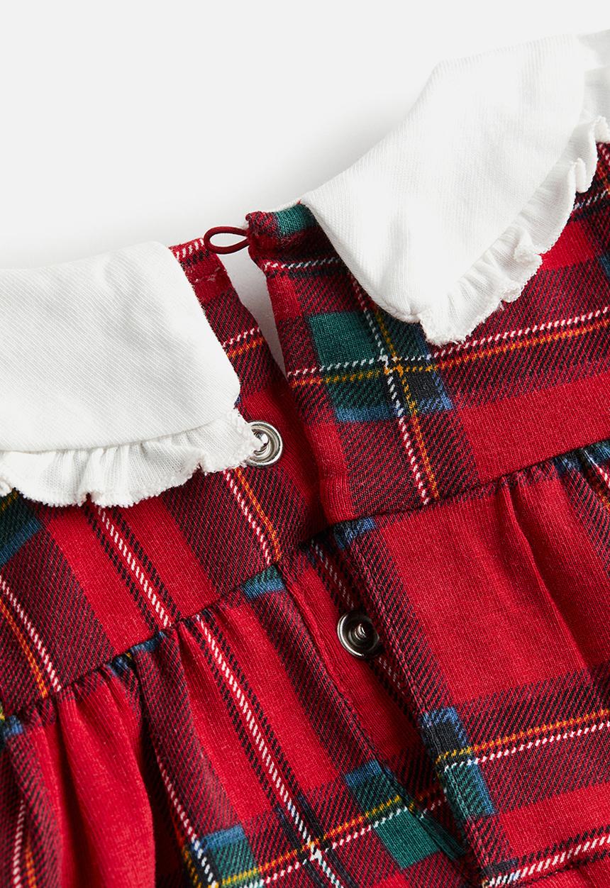 H&M - Collared bodysuit dress - red checked 