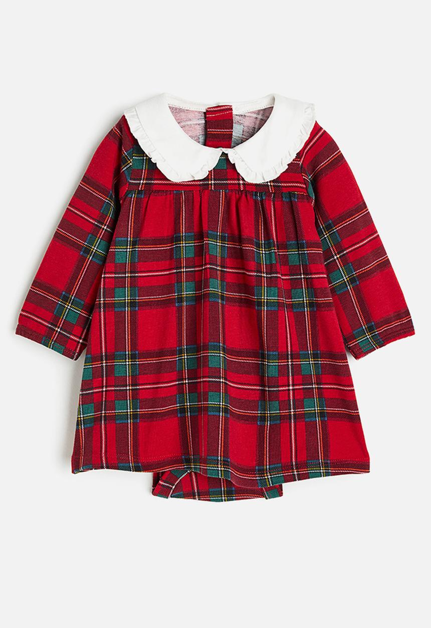 H&M - Collared bodysuit dress - red checked 