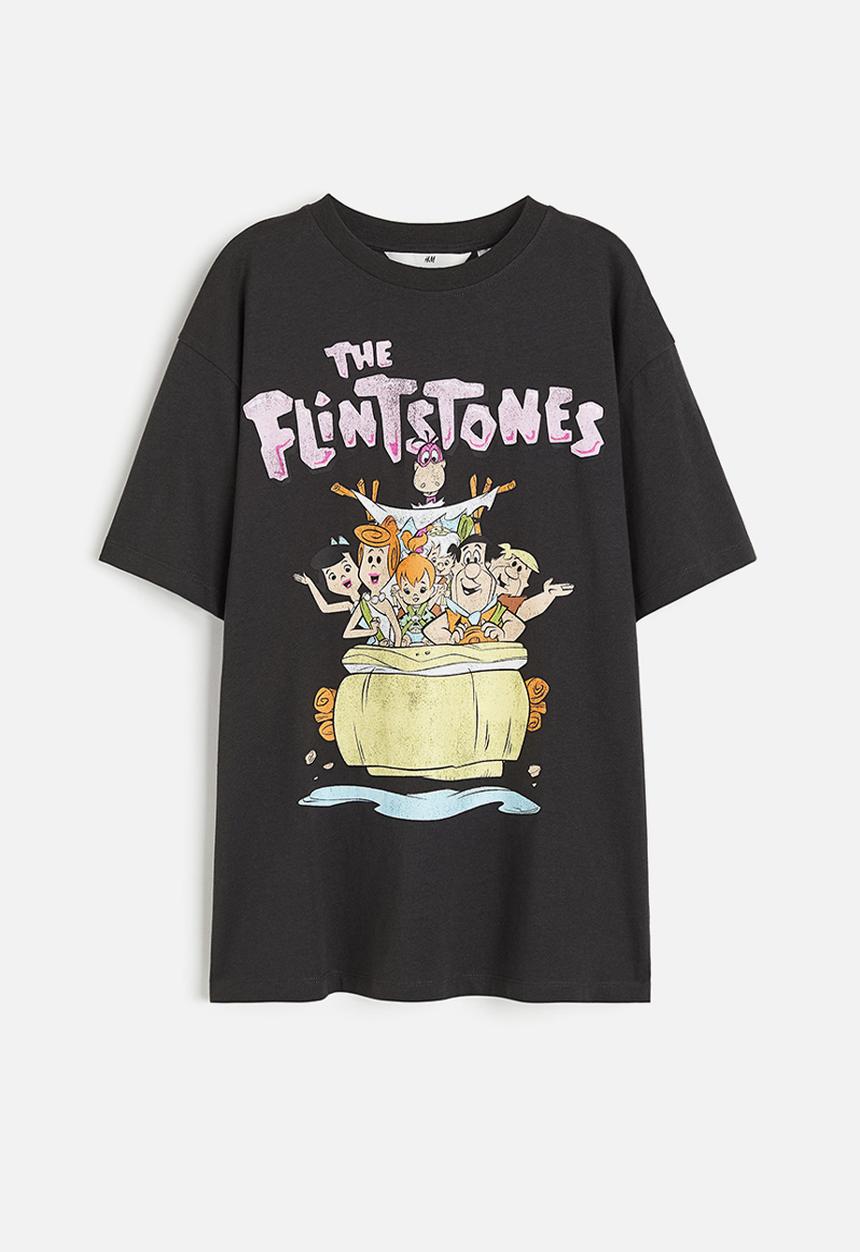 H&M - Printed T-shirt - dark grey the flintstones