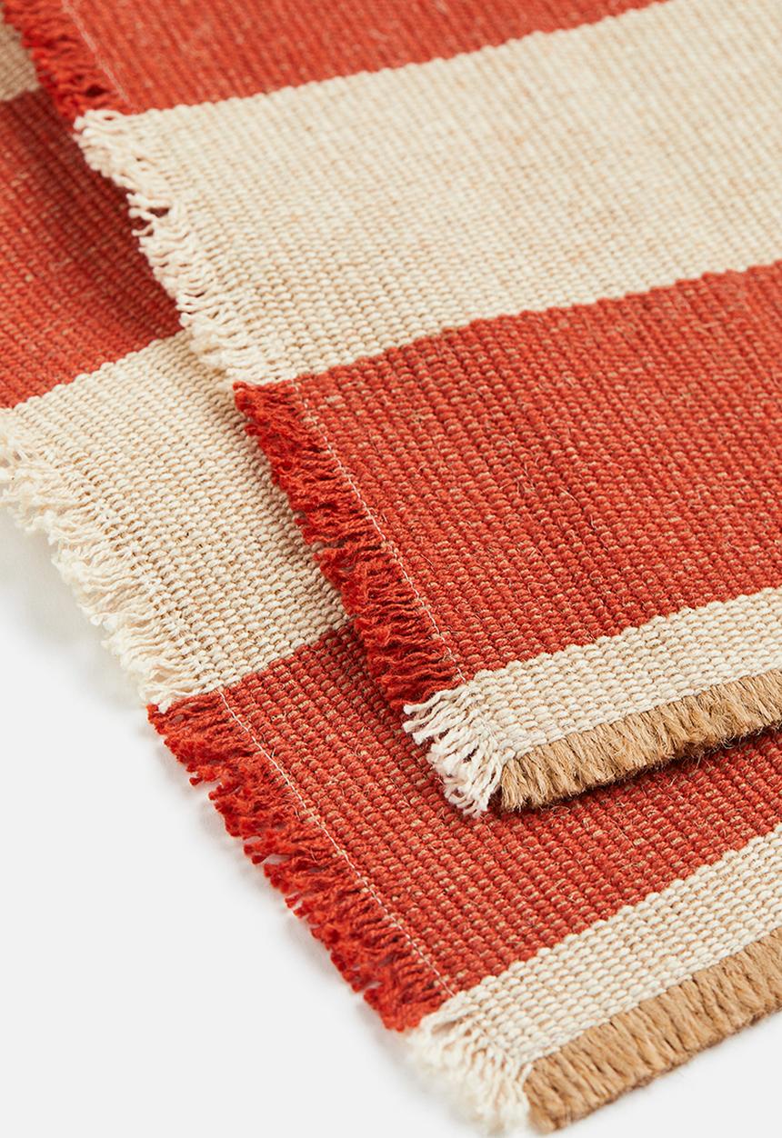H&M - 2-pack jute-blend table mats - dark orange/striped