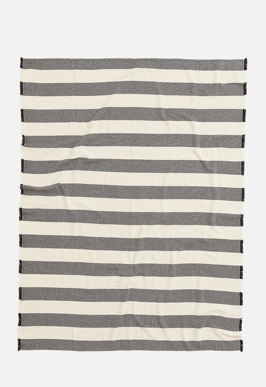 H&M - Blanket - dark grey/neutral white