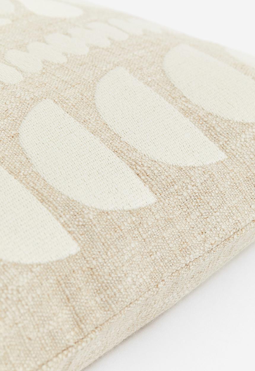H&M - Embroidered linen-blend cushion cover - beige