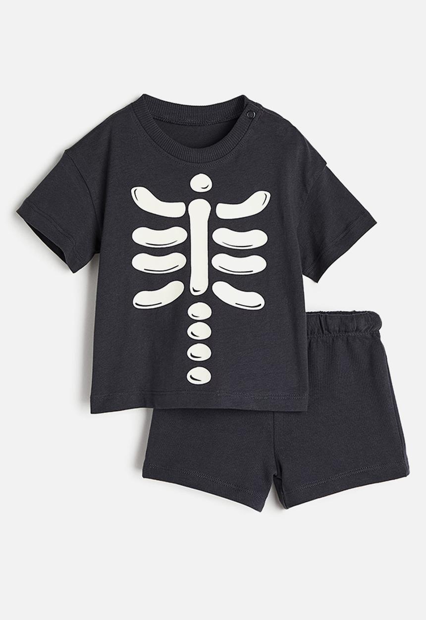 H&M - 2-piece cotton set - dark grey 