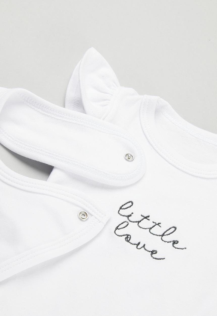 Little Lumps - 3 Pack Frill onesie, booties & bib set - white