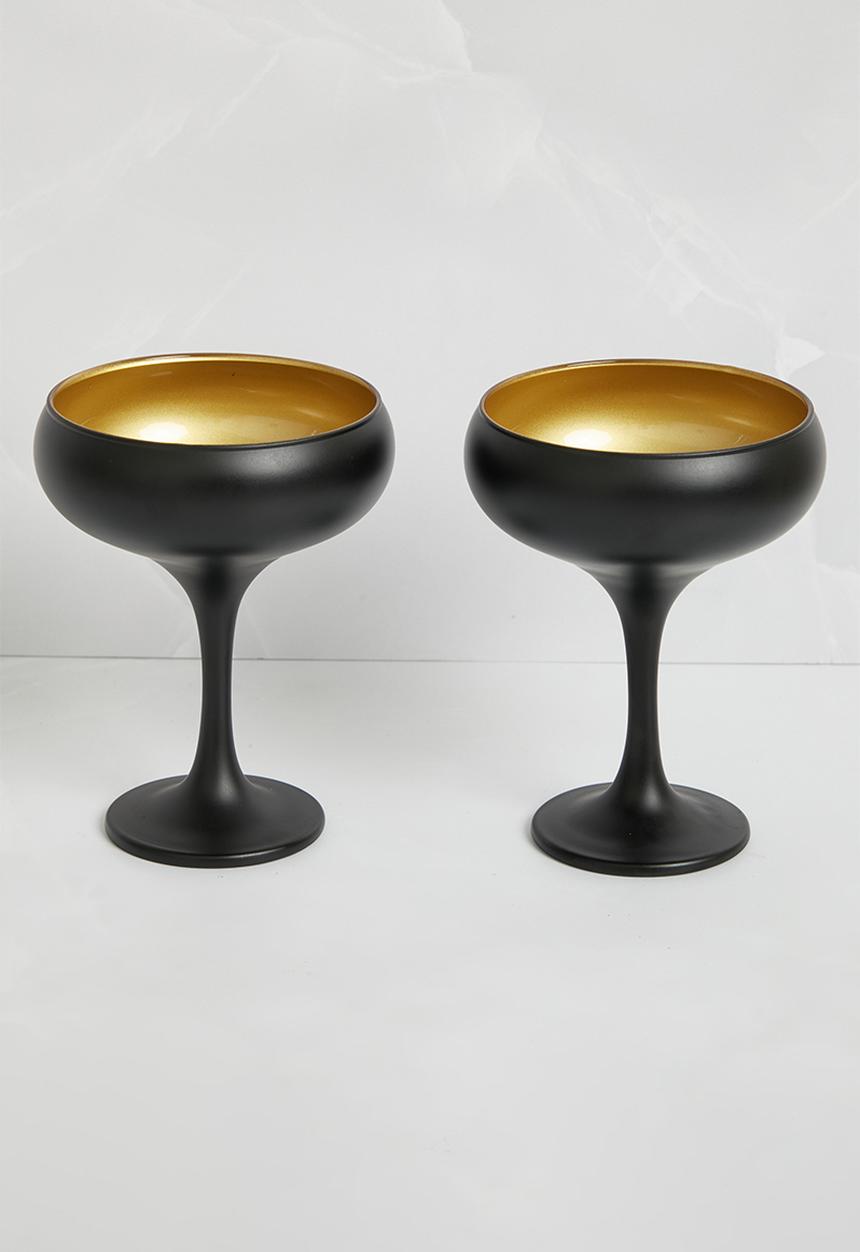 Excellent Houseware - Festive cocktail glass set of 2 - black