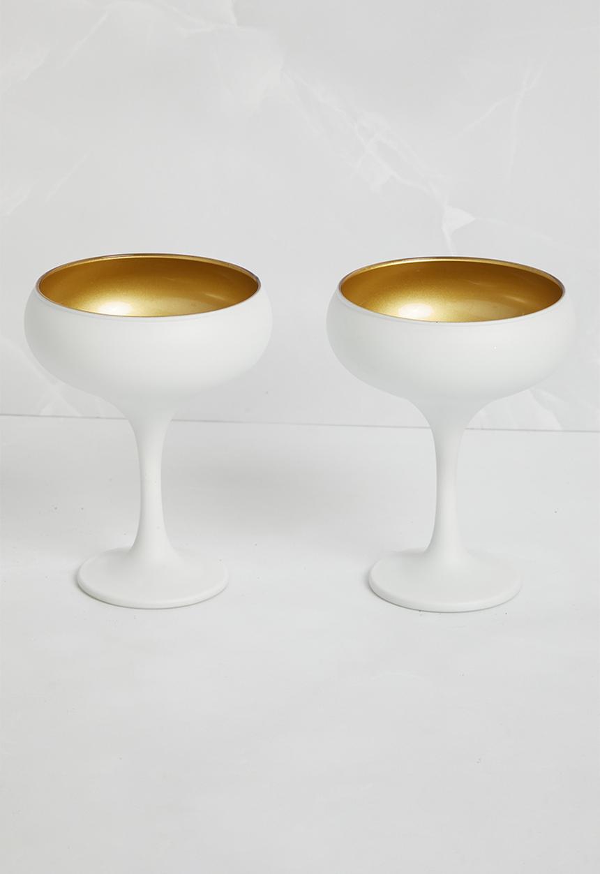 Excellent Houseware - Festive cocktail glass set of 2 - white