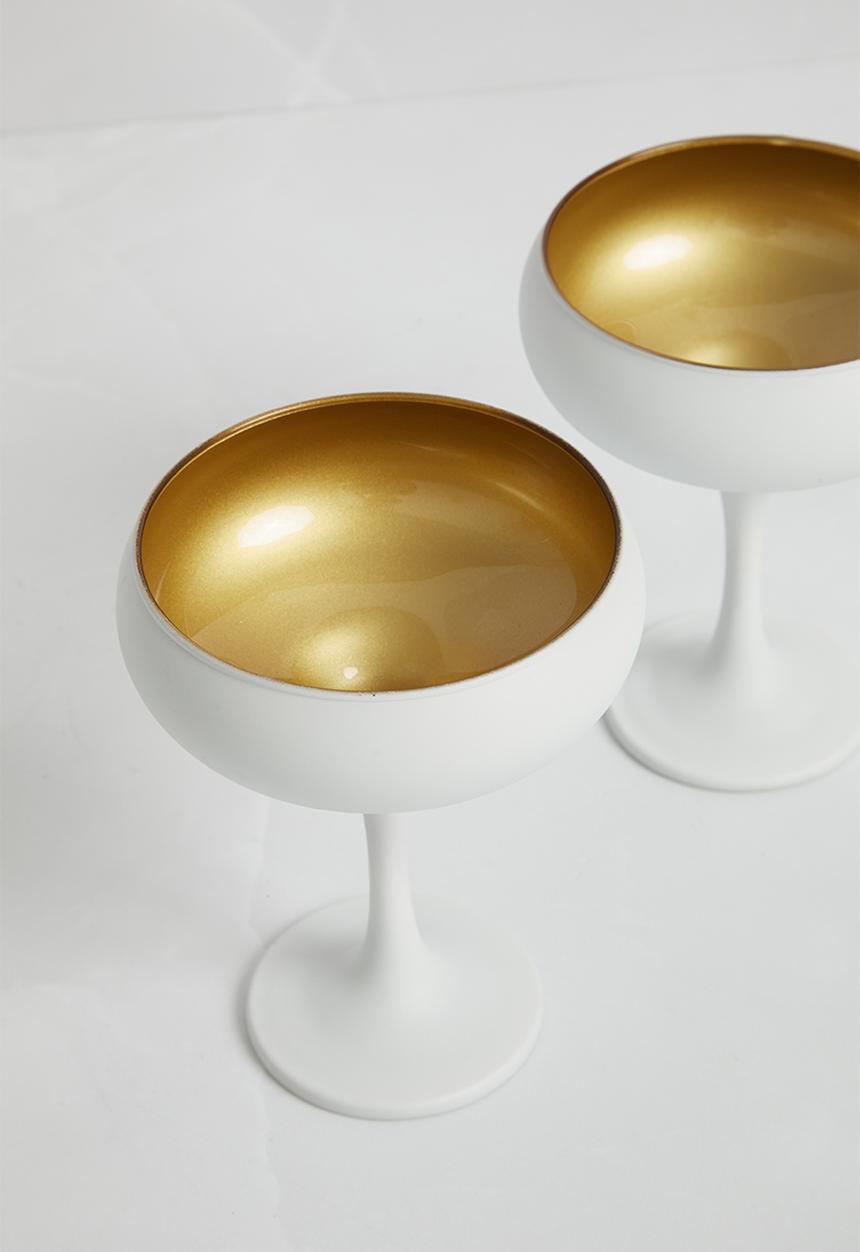 Excellent Houseware - Festive cocktail glass set of 2 - white