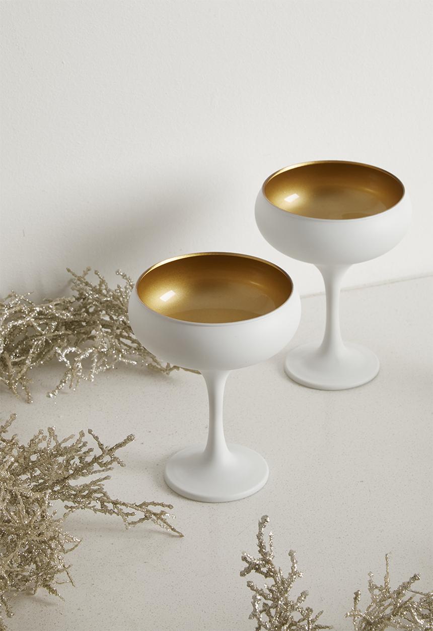 Excellent Houseware - Festive cocktail glass set of 2 - white