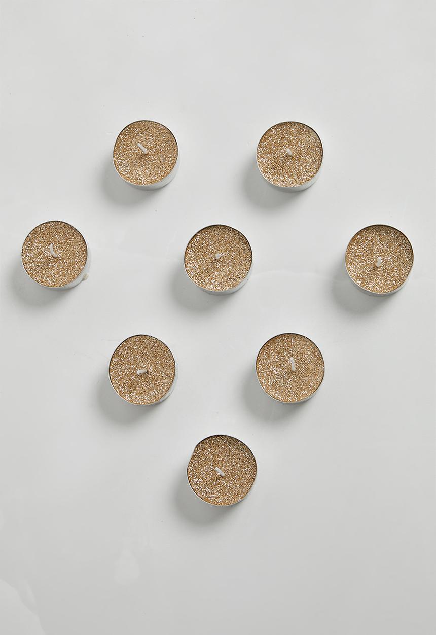 H&S - Glitter tealight candle set of 8 - gold