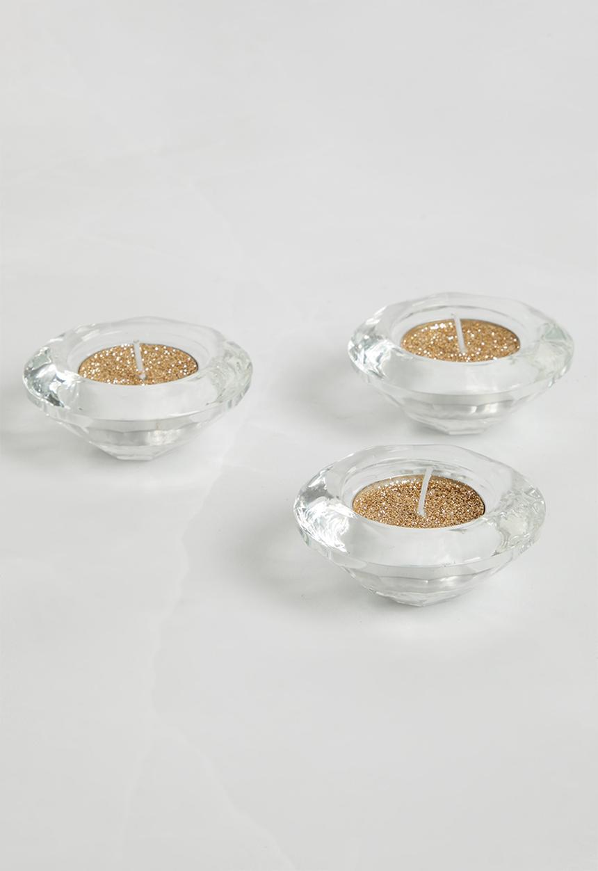 H&S - Glitter tealight candle set of 8 - gold