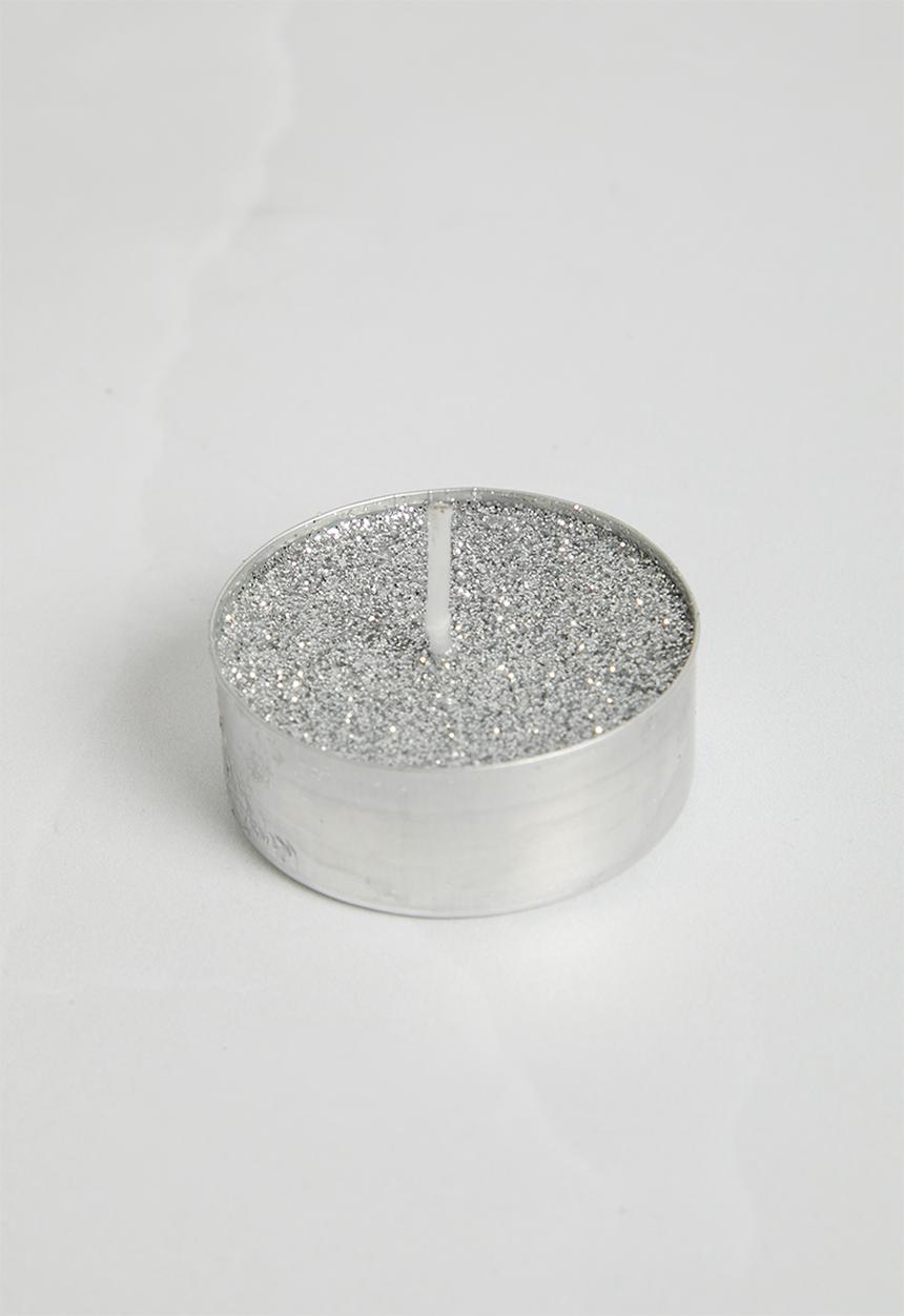 H&S - Glitter tealight set of 8 - silver